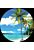 självhäftande rund tapet tropiskt landskap med palmer blått och grönt av Sanders & Sanders