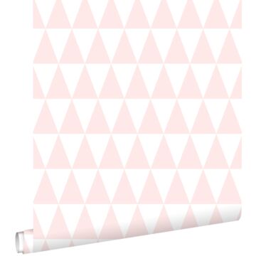 tapet grafiska trianglar ljusrosa och vitt av ESTAhome