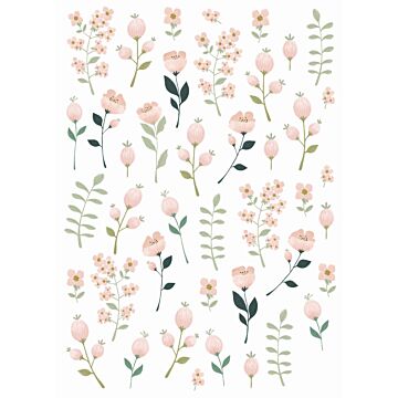 wallsticker blommor vitt, rosa och grönt av ESTAhome