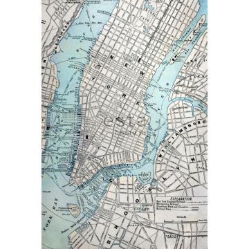 fototapet gammal karta New York grått och blått från ESTA home