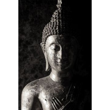 fototapet Buddha-staty svart och vitt av ESTAhome