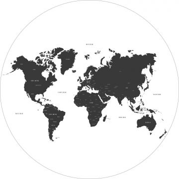 självhäftande rund tapet världskarta svart från ESTA home