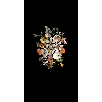 fototapet stilleben med blommor mångfärgat på svart av ESTAhome