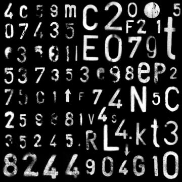 fototapet bokstäver och siffror svart och vitt av ESTAhome