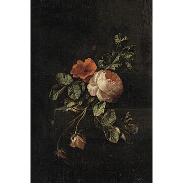 fototapet stilleben med blommor mörkrött och svart av ESTAhome