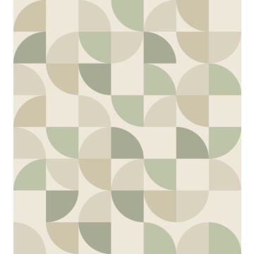 fototapet geometriska mönster beige och grönt av ESTAhome