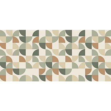 fototapet geometriska mönster grått, beige och grönt av ESTAhome