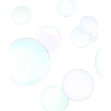 fototapet stora flytande bubblor pastellila, mintgrönt och pastellblått av Origin Wallcoverings