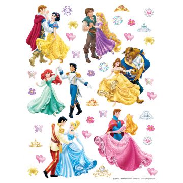 wallsticker prinsessor gul, rosa, lila och blått av Disney