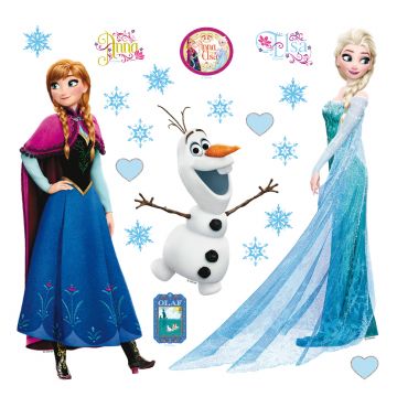 wallsticker Frost Anna & Elsa blått och lila av Disney