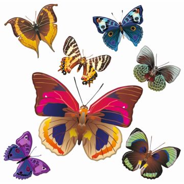 wallsticker fjärilar rosa, blått och gul av Sanders & Sanders