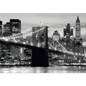 fototapet Brooklynbron New York svart och grått av Sanders & Sanders