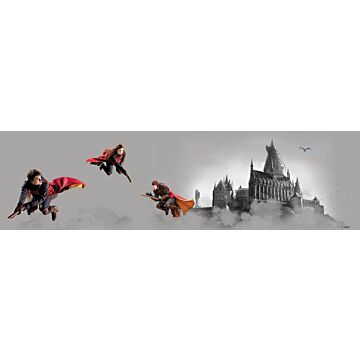 självhäftande tapetbård Harry Potter Hogwarts grått och rött av Sanders & Sanders