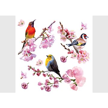 wallsticker blommor och fåglar rosa av Sanders & Sanders