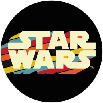 självhäftande rund tapet Star Wars Typeface mångfärgat på svart av Komar