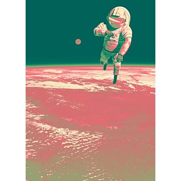 fototapet Spacewalk rosa och grönt av Komar