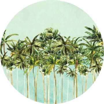 självhäftande rund tapet Coconut Trees grönt och blått av Komar