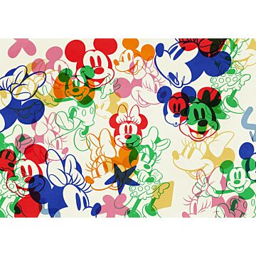 fototapet Mickey & Minnie Mouse blått, grönt och rött av Komar