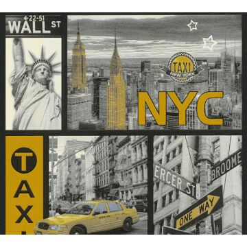tapet New York grått och gul av A.S. Création