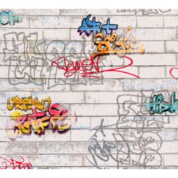 tapet graffiti grått, orange och blått av A.S. Création